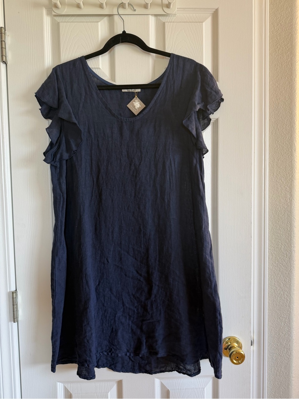 100% Linen Made in Italy Navy Dress